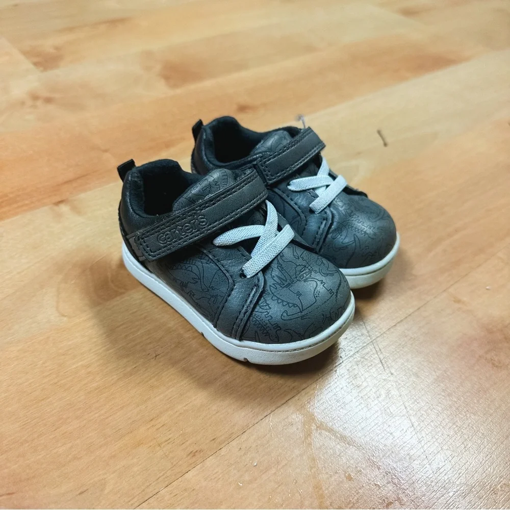 Carter's Gray Dinosaur Print Asher Sneaker Toddler Boys Size 4